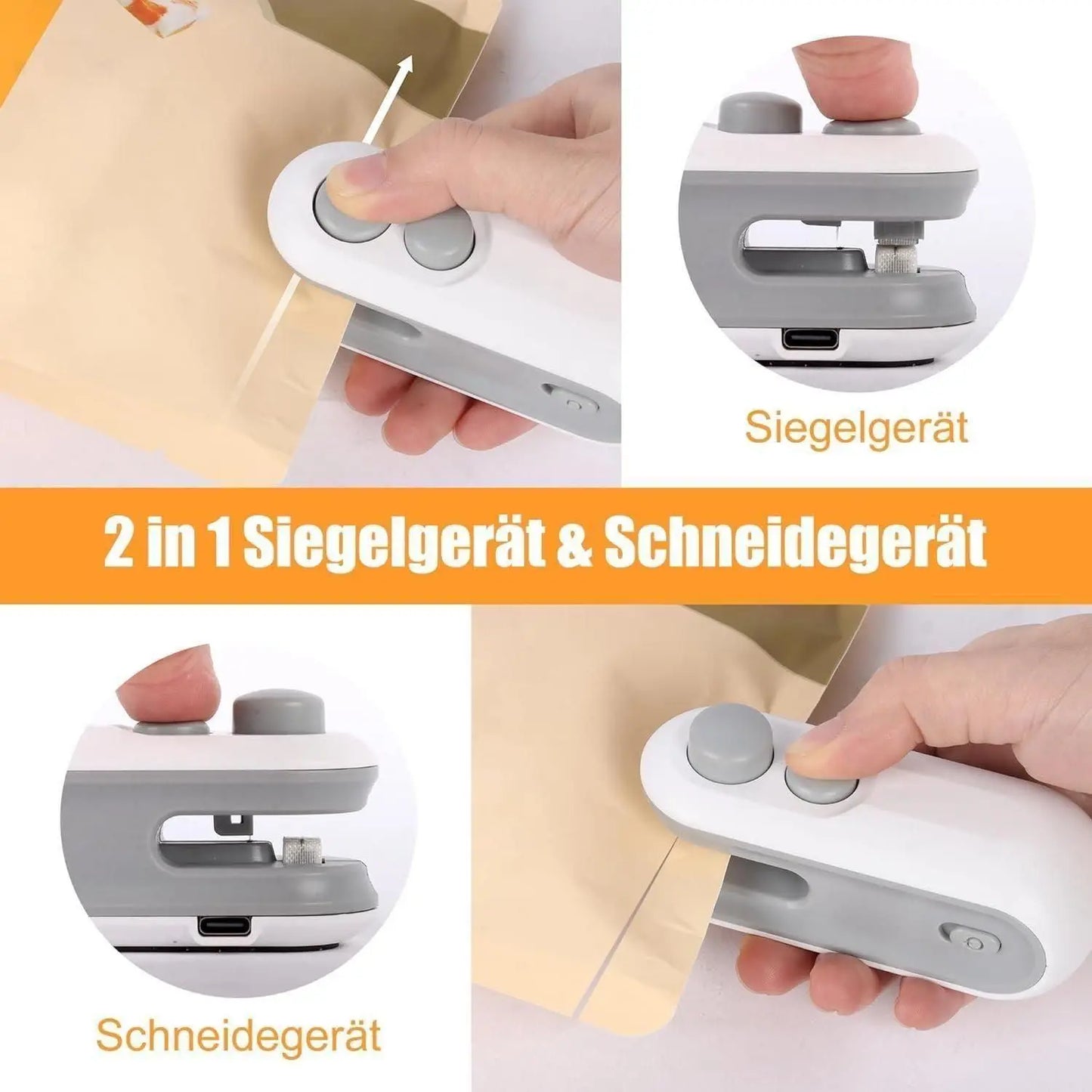 Portable Mini Sealing Machine 2 in 1 USB Rechargeable Magnetic Bag Sealer Heat Seal with Cutter dpghsf-q0