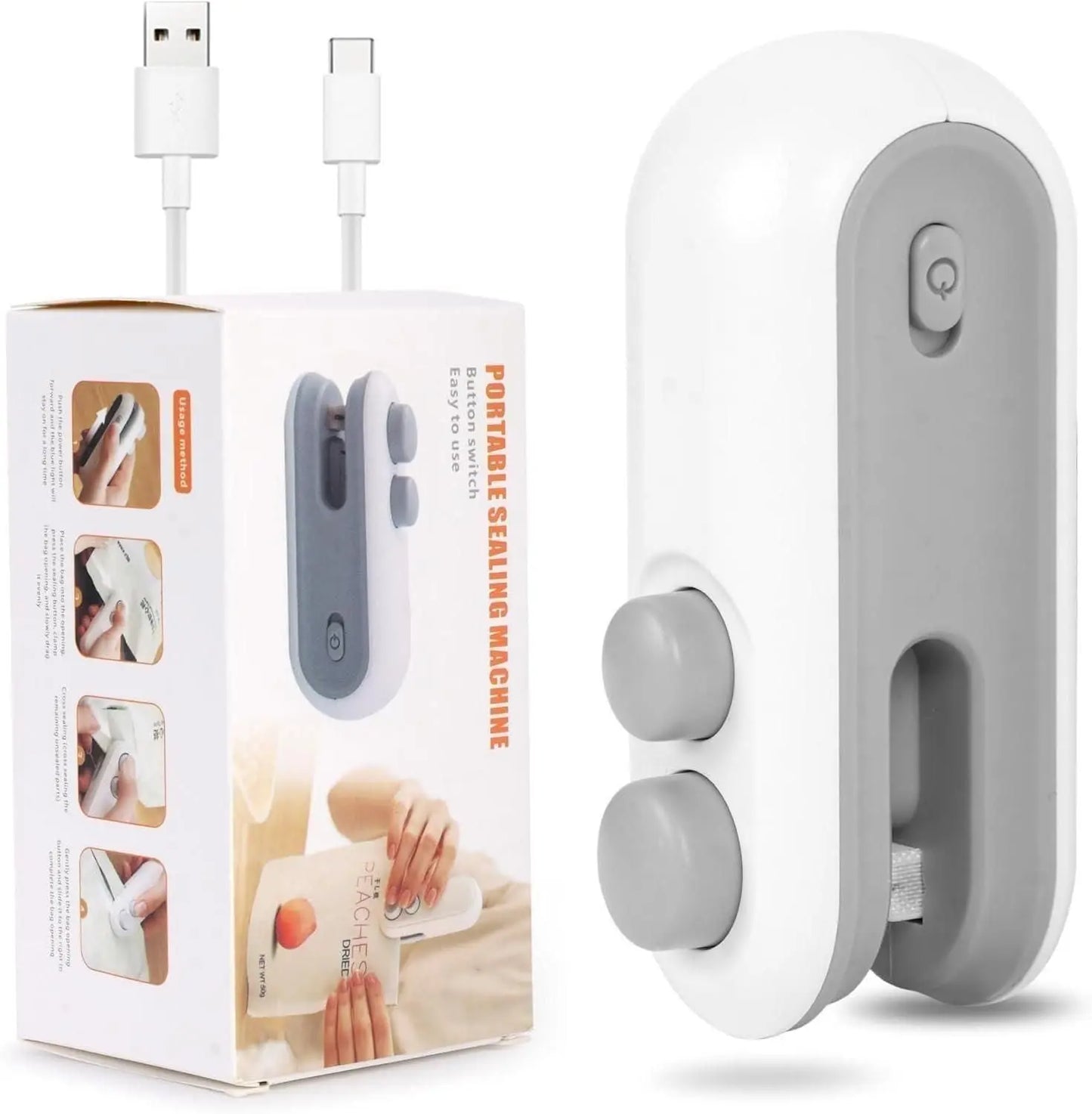 Portable Mini Sealing Machine 2 in 1 USB Rechargeable Magnetic Bag Sealer Heat Seal with Cutter dpghsf-q0